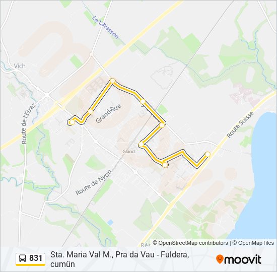 831 bus Line Map