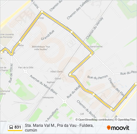 831 bus Line Map