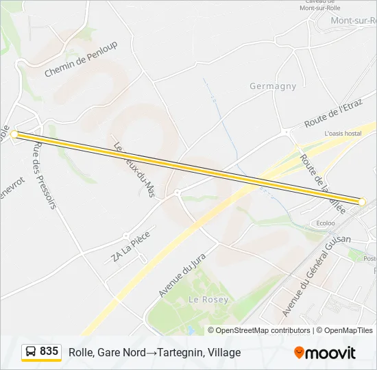 835 Bus Line Map