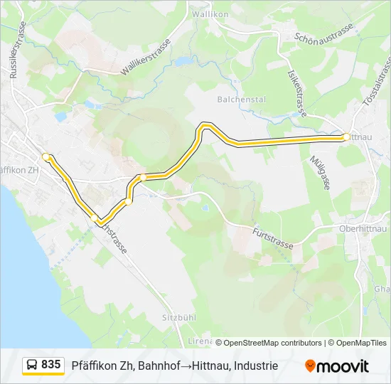 835 Bus Line Map