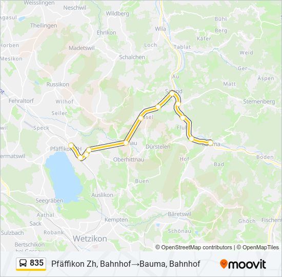 835 bus Line Map