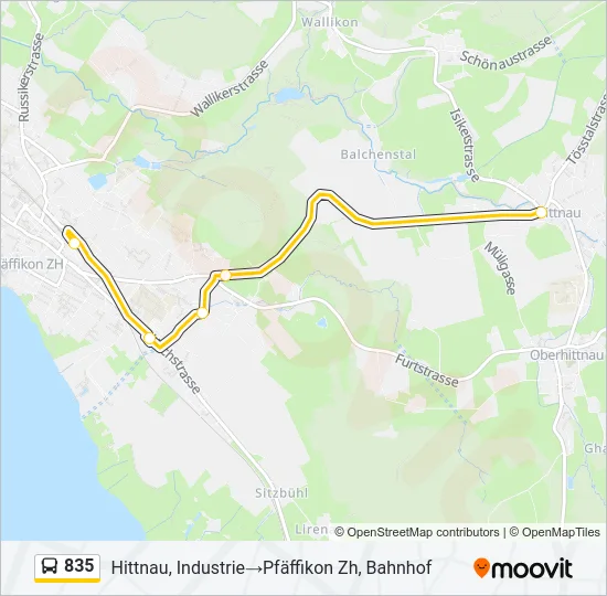 835 Bus Line Map