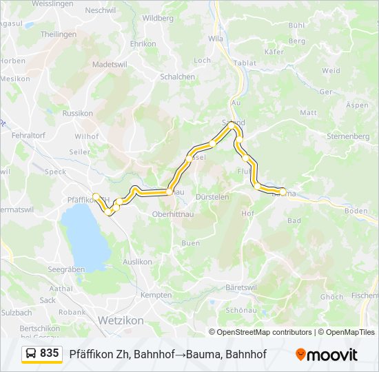 835 Bus Line Map