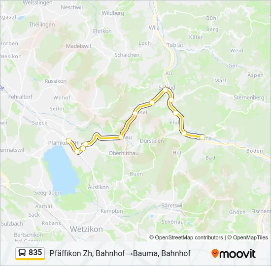 835 Bus Line Map