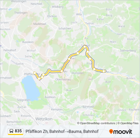 835 Bus Line Map