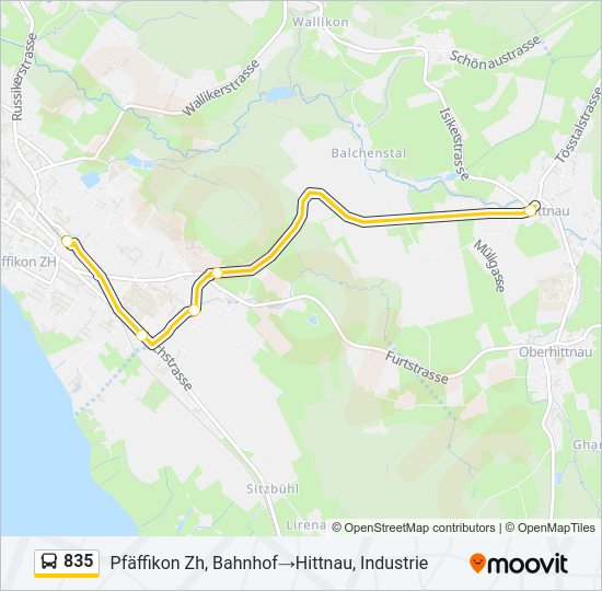 835 Bus Line Map