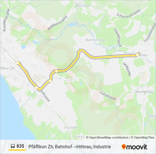 835 Bus Line Map