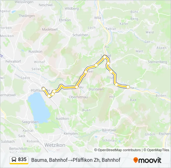 835 Bus Line Map