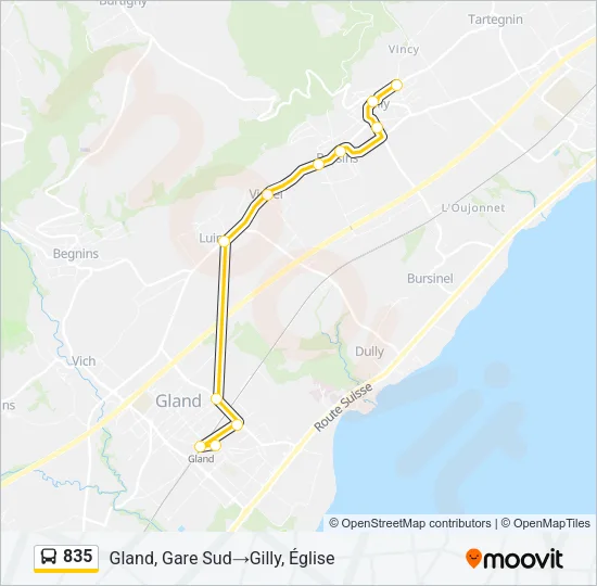 835 Bus Line Map