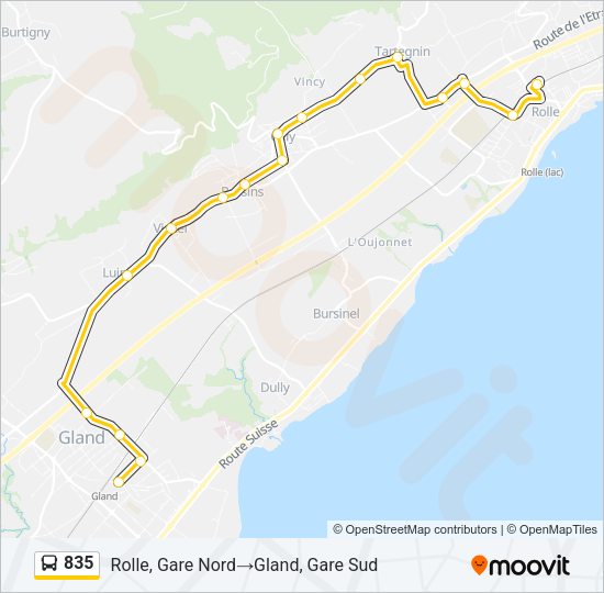 835 Bus Line Map