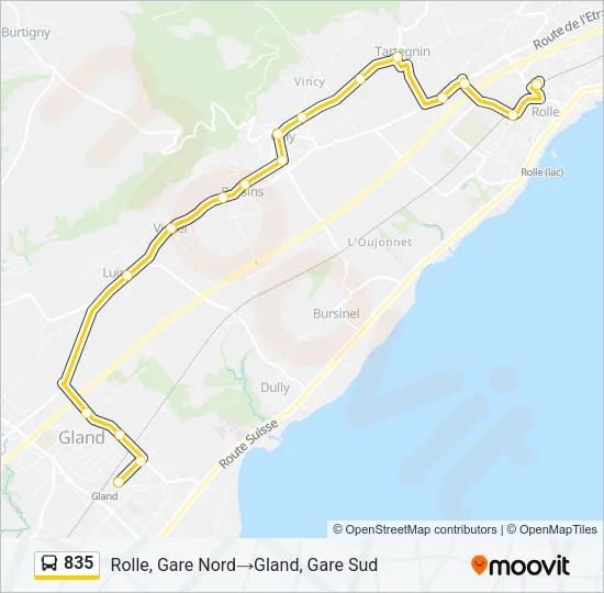 835 Bus Line Map