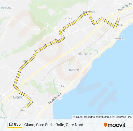 835 Bus Line Map