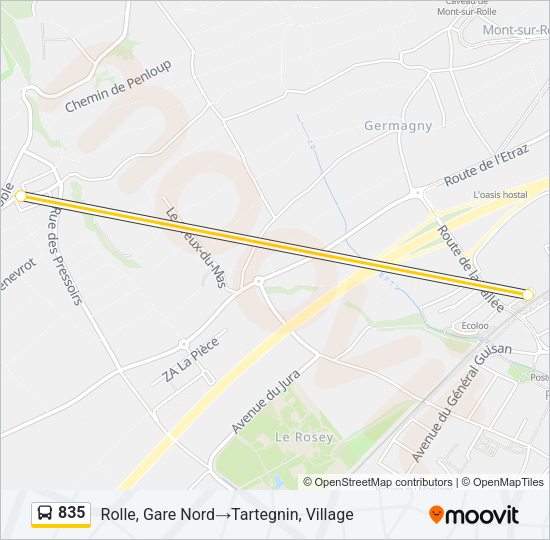 835 Bus Line Map