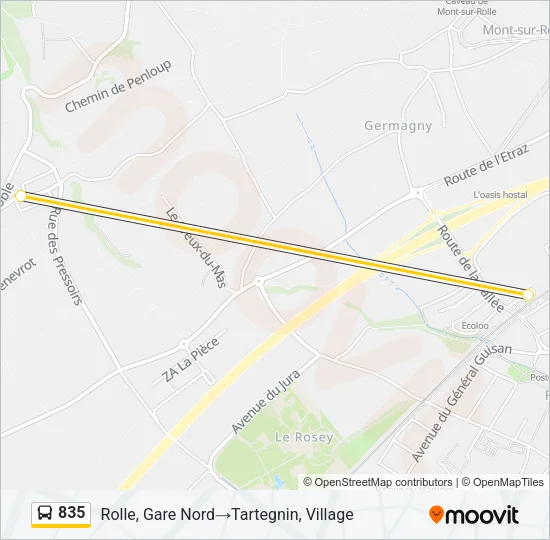 835 Bus Line Map