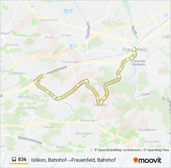 836 Bus Line Map