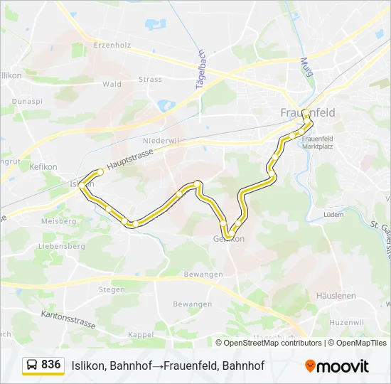 836 Bus Line Map