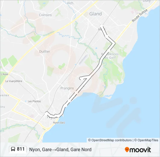 Plan de la ligne 811 de bus