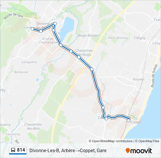 Plan de la ligne 814 de bus