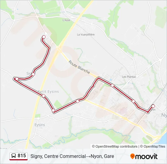Plan de la ligne 815 de bus
