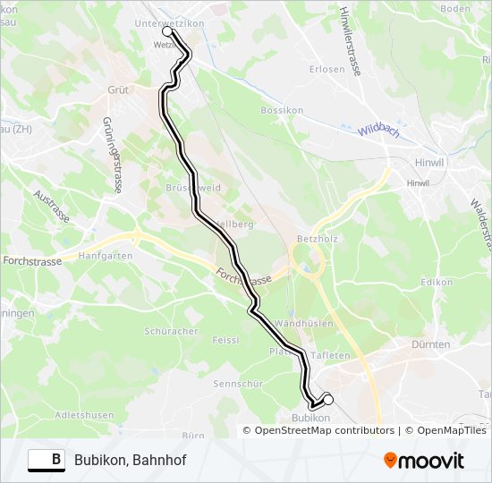 B Route: Schedules, Stops & Maps - Bubikon, Bahnhof (Updated)