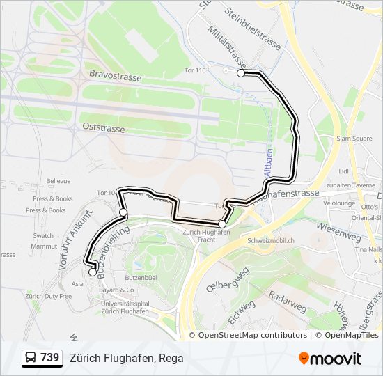 739 Route: Fahrpläne, Haltestellen & Karten - Zürich Flughafen, Rega ...