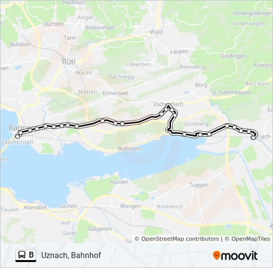 B Route: Schedules, Stops & Maps - Uznach, Bahnhof (Updated)