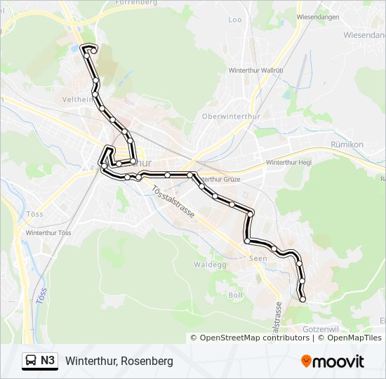 n3 Route: Schedules, Stops & Maps - Winterthur, Rosenberg (Updated)