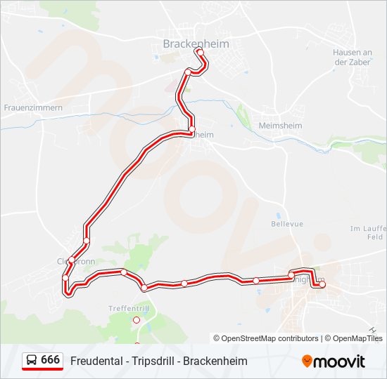 666 bus Line Map