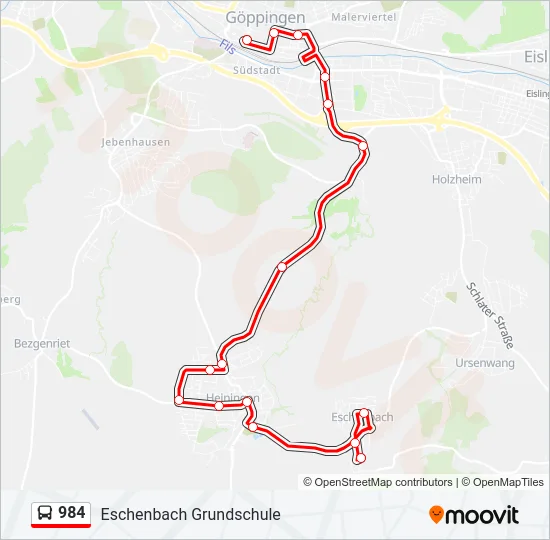 984 Bus Line Map