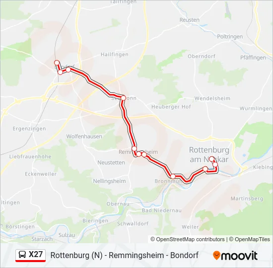 X27 Bus Line Map