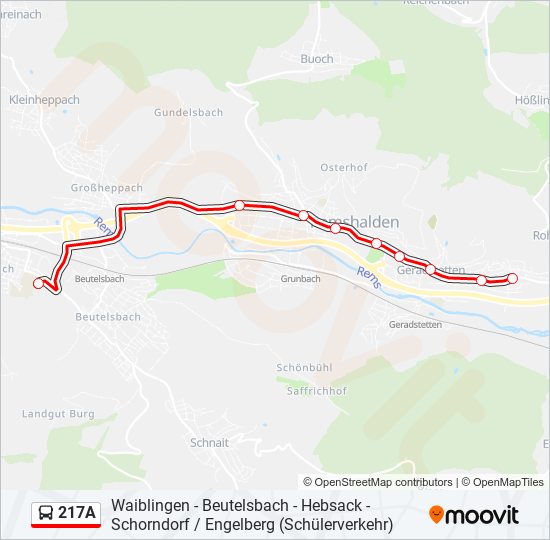 Автобус 217A: карта маршрута