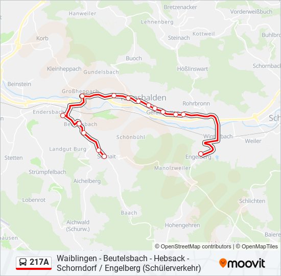 217A bus Line Map