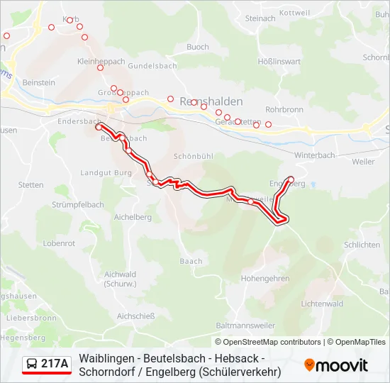 217A Bus Line Map