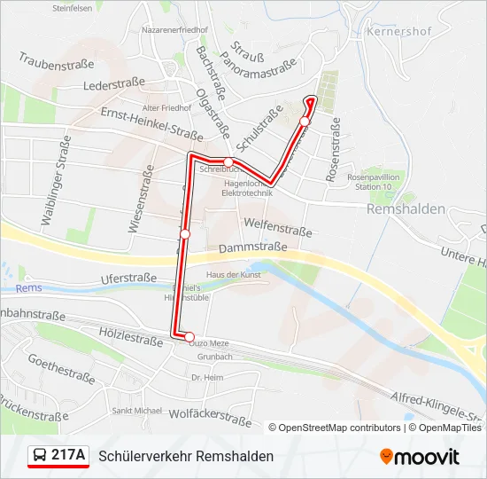 217A Bus Line Map