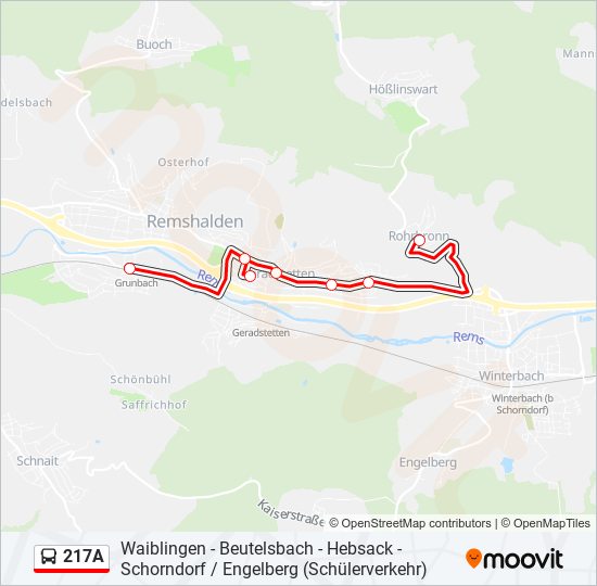 217A bus Line Map