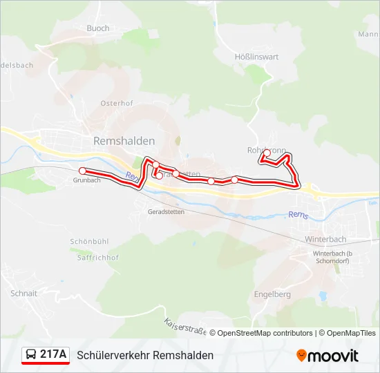 217A Bus Line Map