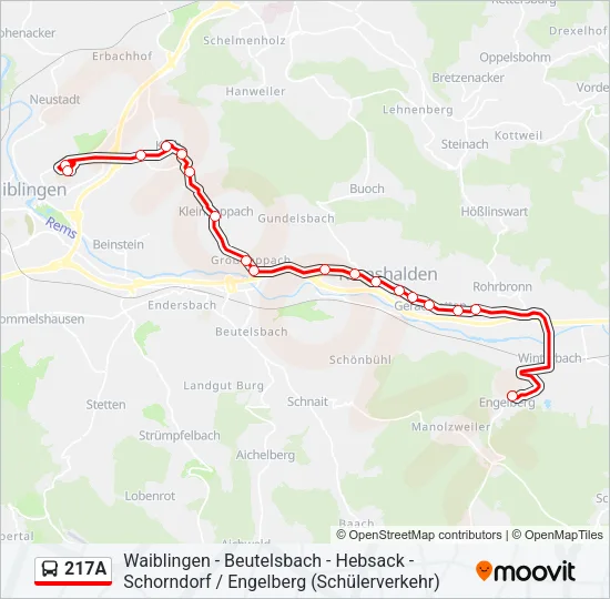 217A Bus Line Map
