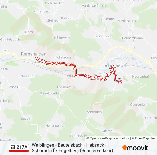 217A Bus Line Map