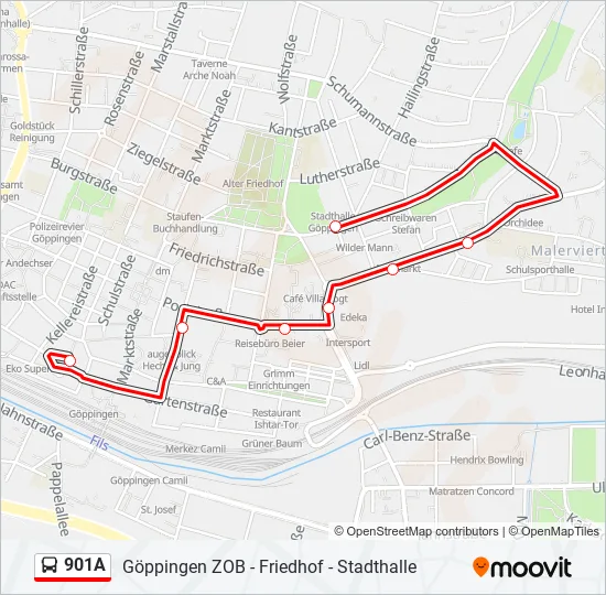 901A Bus Line Map