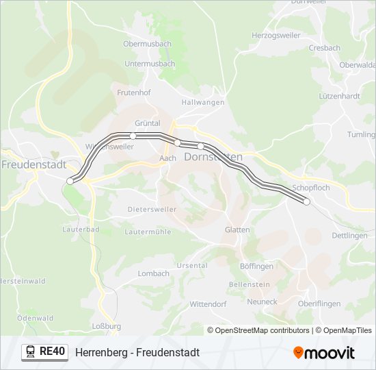 Поезд RE40: карта маршрута
