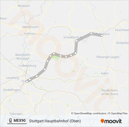 MEX90 train Line Map