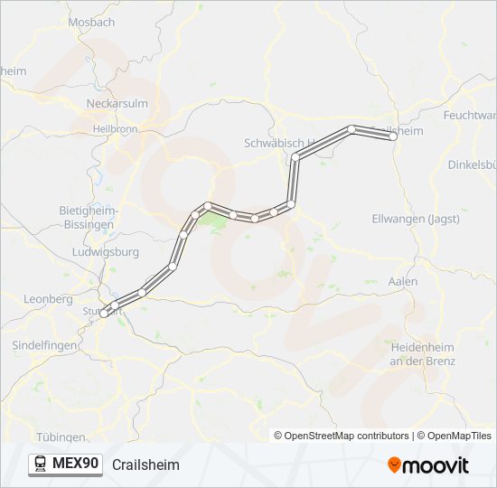 MEX90 train Line Map