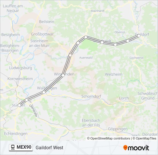 Поезд MEX90: карта маршрута