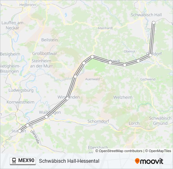 Поезд MEX90: карта маршрута