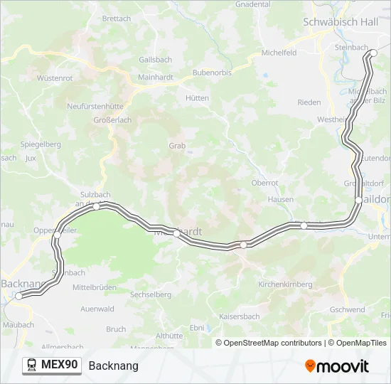 MEX90 Train Line Map