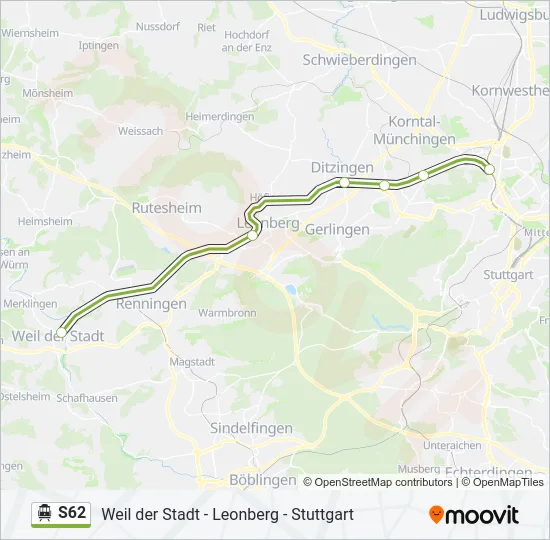 S62 S-Bahn Line Map