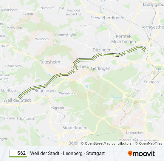 S-Bahn S62: карта маршрута