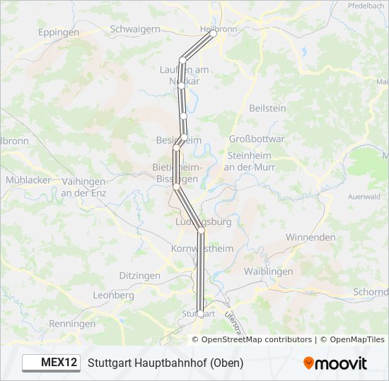 Поезд MEX12: карта маршрута