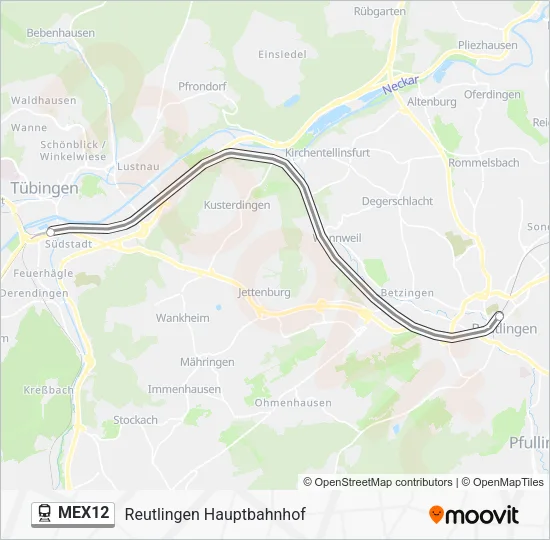 Поезд MEX12: карта маршрута