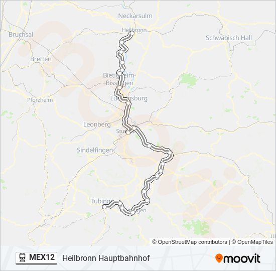 Поезд MEX12: карта маршрута